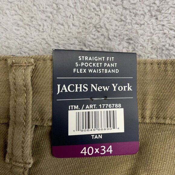NEW Jachs New York Men's 40x34 Straight Fit 5-Pocket Chino Pants Tan - Picture 6 of 9